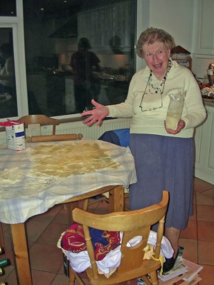 Mum making pastry in 2009 as a truely British citizen