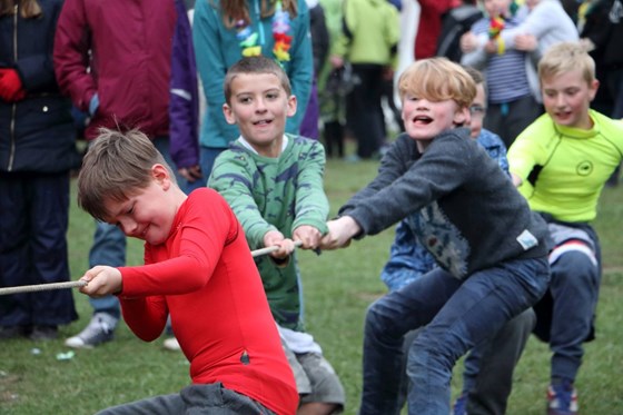 Scout camp tug of war