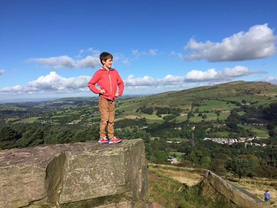 Enjoying the view at the top of Eccles Pike