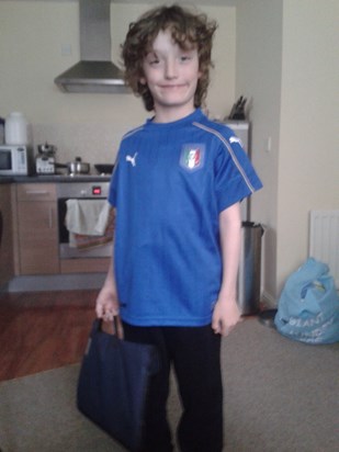 Kealen with his Italian Football Top