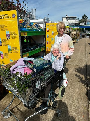 Mum and Nanny visiting B & M for some plants