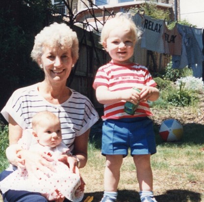 Audrey with Sophie and Daniel 1988