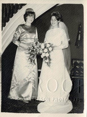 Nora on her wedding day with cousin Jennifer