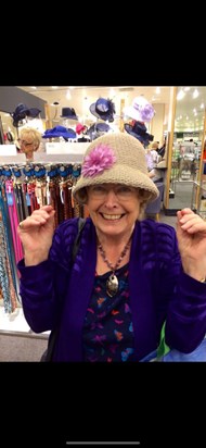 Trying on hats in John Lewis on a lovely day out 