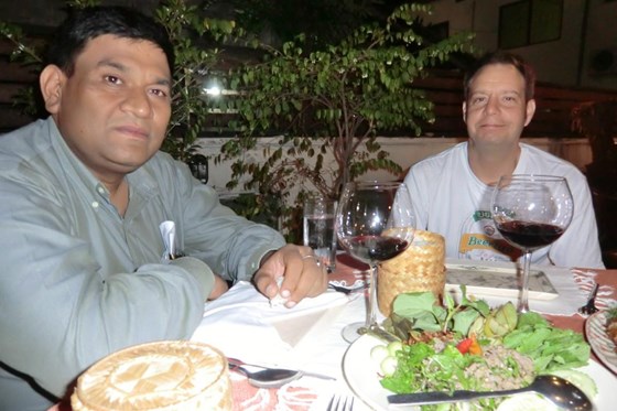 Enjoying Lao Food with Kumar in Vientiane Dec2012