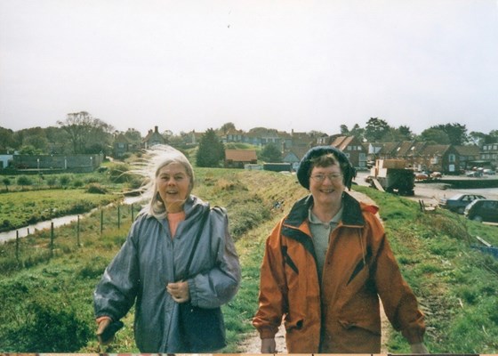 Laurette with friend Betty at Blakeney N. Norfolk September 2001 