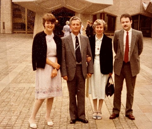 With mum, dad and sister