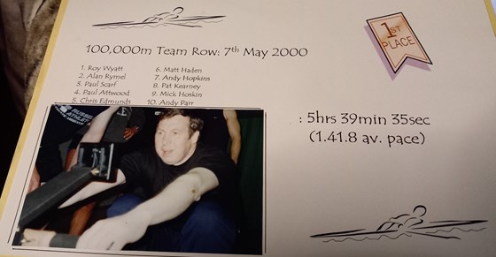 Andy was part of the North Warwickshire Police Team that undertook a sponsored rowing event in May 2000. The team achieved 1st place - well done to all.