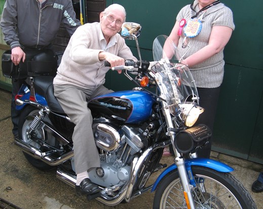 Bob on Judy's Harley Davidson