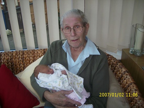 Proud Great Grandad with Mollie Mae, one of his 5 great grand children who all loved him dearly