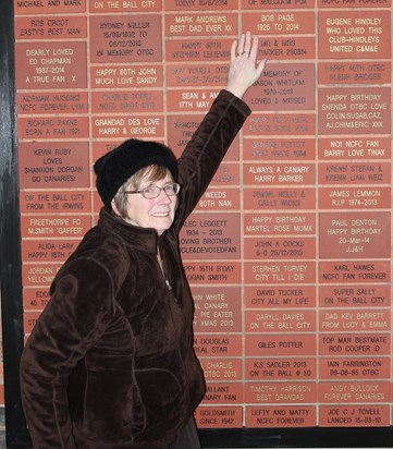 Trevor and Maureen took me to Norwich to see the tribute brick bearing Bob's name at Carrow Road