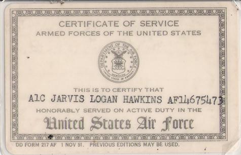 Jay's Air Force Service Card