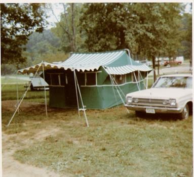 Our first tent and the old Plymouth