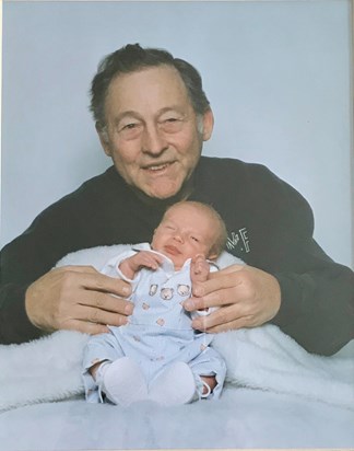 Baby grandson Adrian with Grandpa Ed November 3, 2000