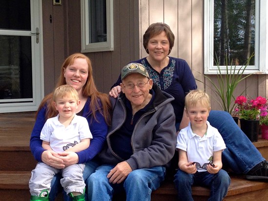 2014. Ed,  Julie, Granddaughter Colleen and Grandsons, Shane on Colleen's lap, and Sean.