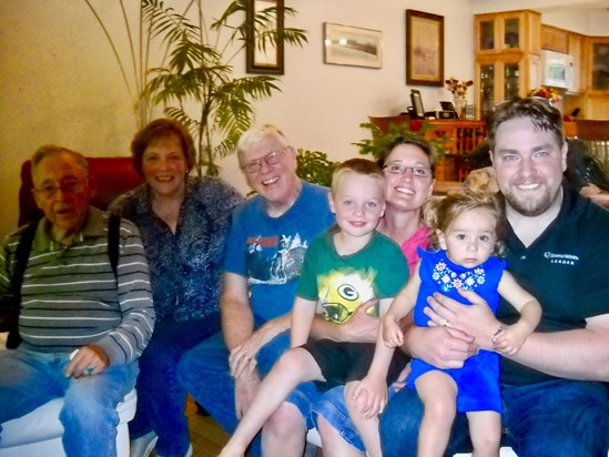 2017. Ed, Julie & Glenn, Nicole & Grandson Justin with children Julian and Alison