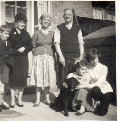 Beryl with her parents and God daughter Judi, and Mike and Edith Ayres