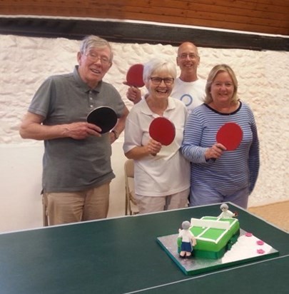 Peter regularly played table tennis - he was good too!  Here he is with Stasha, Roger and Judy in East Preston Village Hall