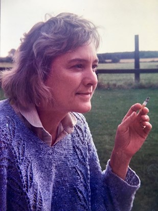 Jane 1980s on a visit to Monica's in Cambridgeshire
