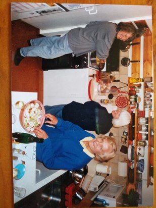 Jane, Mon and Jenny Dupont, in Jenny's kitchen in Australia, circa 1995.