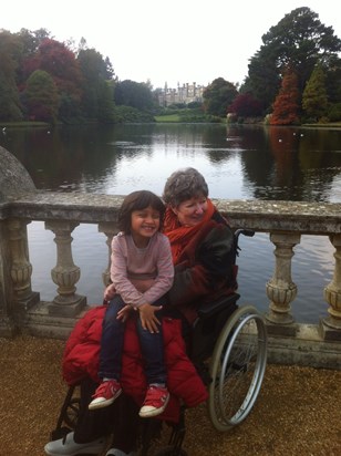 With Vinnie enjoying the autumn leaves at Sheffield Park - an annual tradition