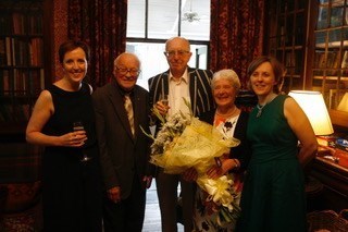 Mum and Dad's joint 80th birthday party, with Rhiannon, Caitlin and the late Dr James Muckle. 