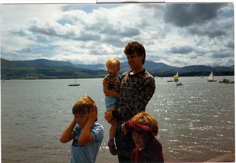 David with Hugh, Euan and Ismay on Anglesey 1984?