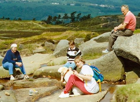 David with Purdey, G & G and me on Ilkley Moor 1988