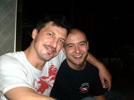 David and Micheal Demetriades with half shaved faces,Surabaya 2009