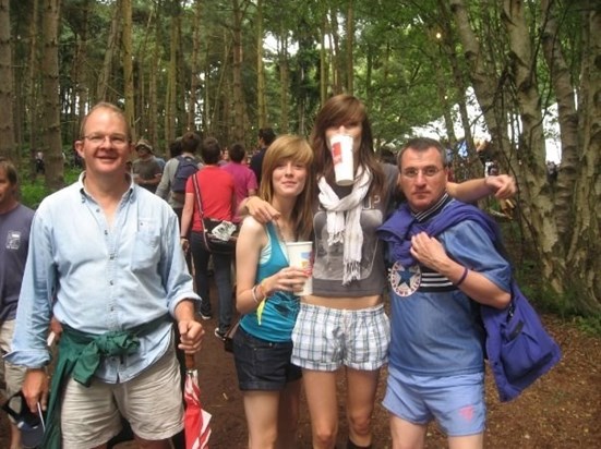 Latitude Festival, Suffolk, July 2009.  Graeme, Claire & Sian (Beavs), Malc. 