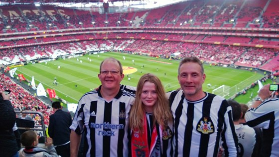 NUFC away at Benfica, Lisbon.  April 2013.  Graeme, Claire, Beav