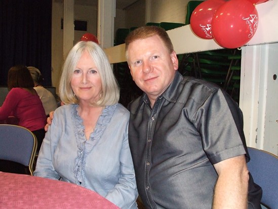 Mrs McCaulder & Barry at the Harrow Way School's 40th reunion.