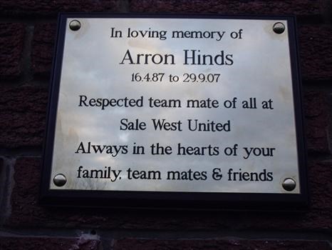 memorial plaque to arron to be found on sale west youth centre wall R.I.P baby boy xxxx