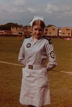 Sue in "st john's" uniform 1975.