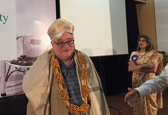 David Washbrook being honoured at a conference on Princely India, Mysore 2017