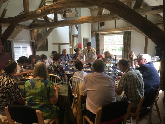 David, Angela and family participate in the gathering of cousins in the barn at Stonehouse