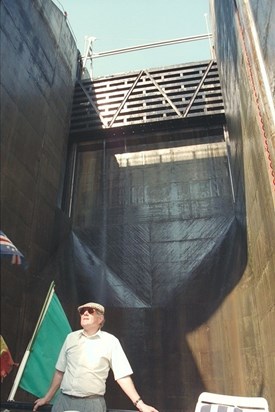 Peter boating on the Douro-wondering if he will ever get out of the deepest lock in Europe (35 metres)