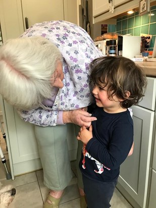 Rachel sharing a moment with her darling Great Grandson Jacob as Bertie looks on.