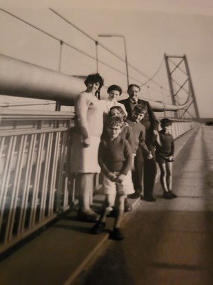 Pre Opening Forth Road Bridge 1960s. Martin on the right at the rear