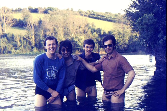 Baggy wading a ford in Devon with Ralf, Toby and Tony 1979ish 