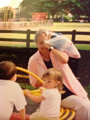 Mum trying to hide behind bag 2001