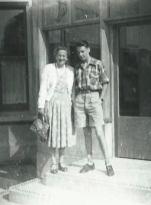 mother and son outside the Waverly Hotel in Perth