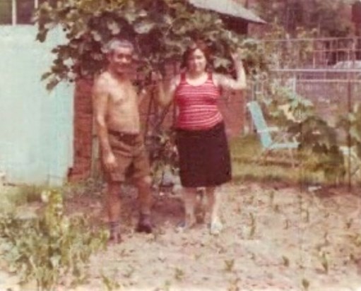 Nonno and Nonna in the garden