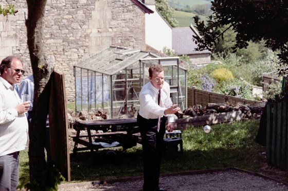 Mark playing boules at the Packhorse Southstoke 1995