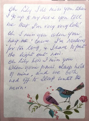 Sheila's poem to Lily