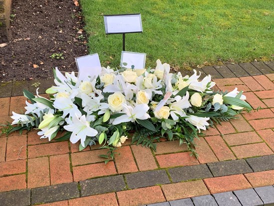 Beautiful Roses and Lilies for the casket spray. 