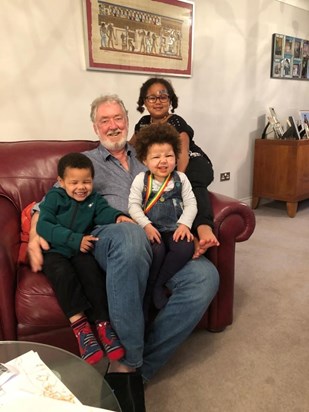 Great Uncle Bob, with 3 of many great nieces and nephews