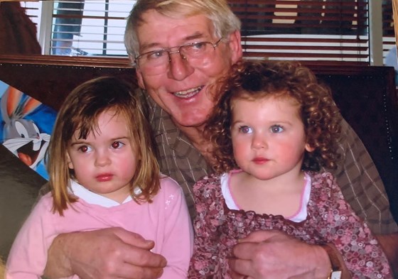 Dad with his Grandaughters, Ava Rose and Hannah
