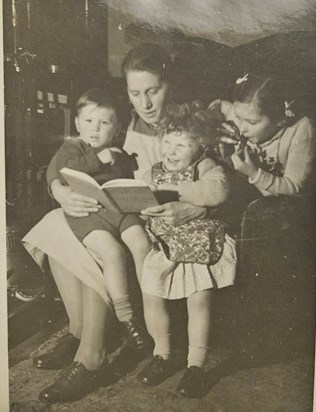 Liz at back with cousins Susan and Peter