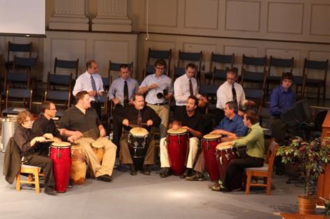 Percussionists performing the African funeral piece.